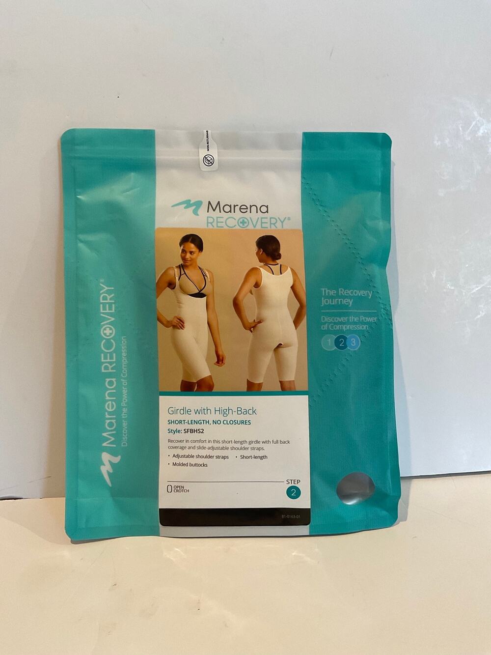 Marena Recovery Girdle with High Back Short Length No Closures SFBHS2 XS Black